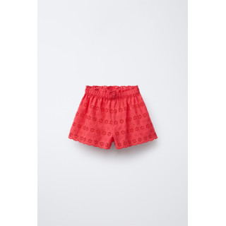 Шорты-бермуды с высокой талией и вышитым цветочным узором