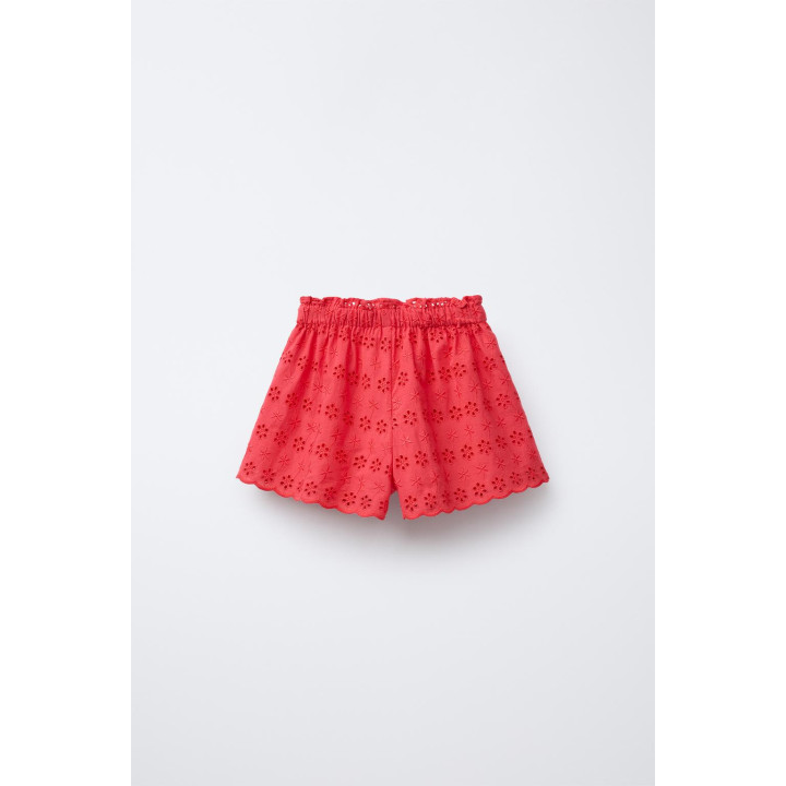 Шорты-бермуды с высокой талией и вышитым цветочным узором