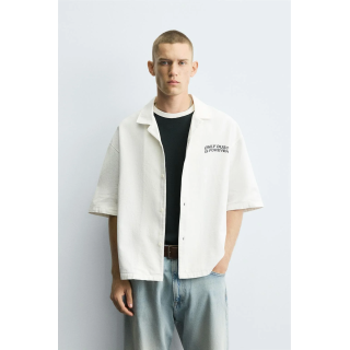 РУБАШКА ИЗ РЕЛЬЕФНОЙ ТКАНИ С ПРИНТОМ