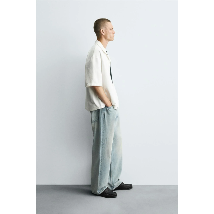 РУБАШКА ИЗ РЕЛЬЕФНОЙ ТКАНИ С ПРИНТОМ