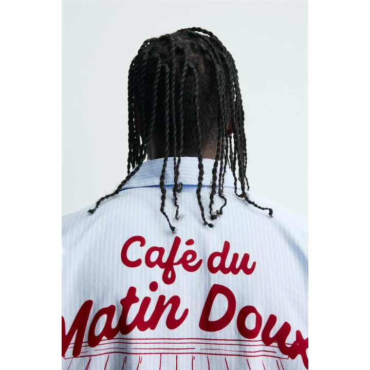 РУБАШКА В ПОЛОСКУ С ГРАФИЧЕСКИМ ПРИНТОМ