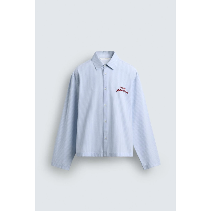 РУБАШКА В ПОЛОСКУ С ГРАФИЧЕСКИМ ПРИНТОМ