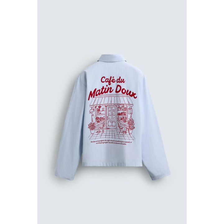 РУБАШКА В ПОЛОСКУ С ГРАФИЧЕСКИМ ПРИНТОМ