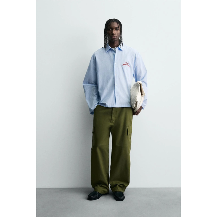 РУБАШКА В ПОЛОСКУ С ГРАФИЧЕСКИМ ПРИНТОМ