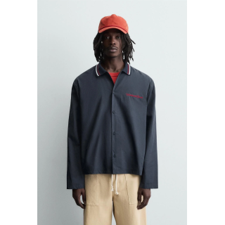 Рубашка с вышитым ребристым воротником