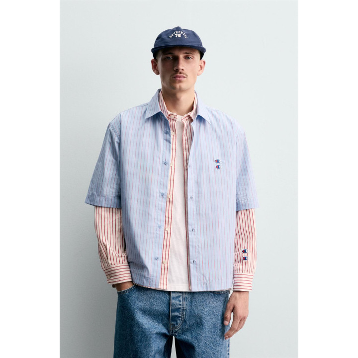 РУБАШКА В ПОЛОСКУ С НАШИВКАМИ CHAMPION ® X ZARA