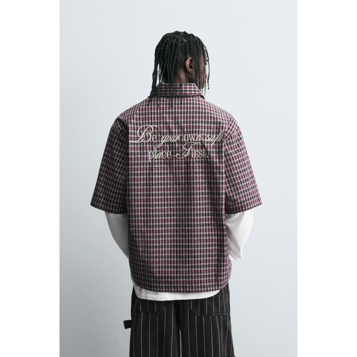 РУБАШКА В КЛЕТКУ С ВЫШИВКОЙ