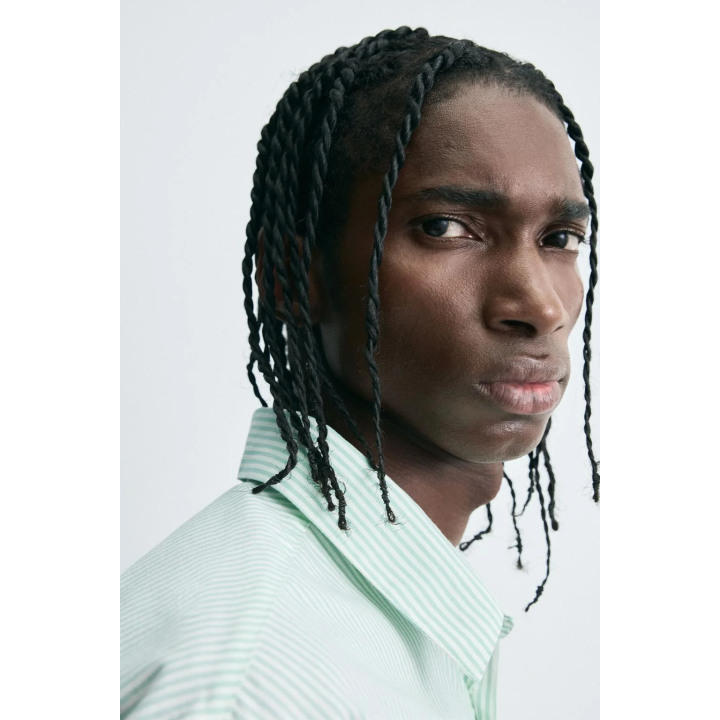 Рубашка в полоску с контрастным слоганом