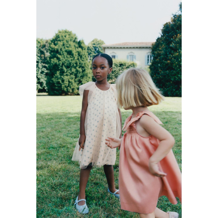 КОМБИНИРОВАННОЕ ПЛАТЬЕ ИЗ ТЮЛЯ С ЦВЕТОЧНЫМ ПРИНТОМ