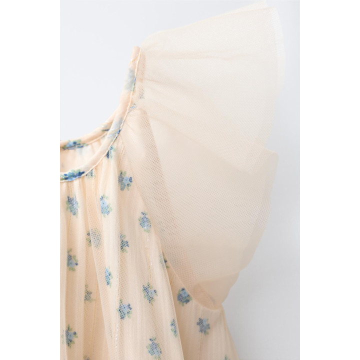 КОМБИНИРОВАННОЕ ПЛАТЬЕ ИЗ ТЮЛЯ С ЦВЕТОЧНЫМ ПРИНТОМ