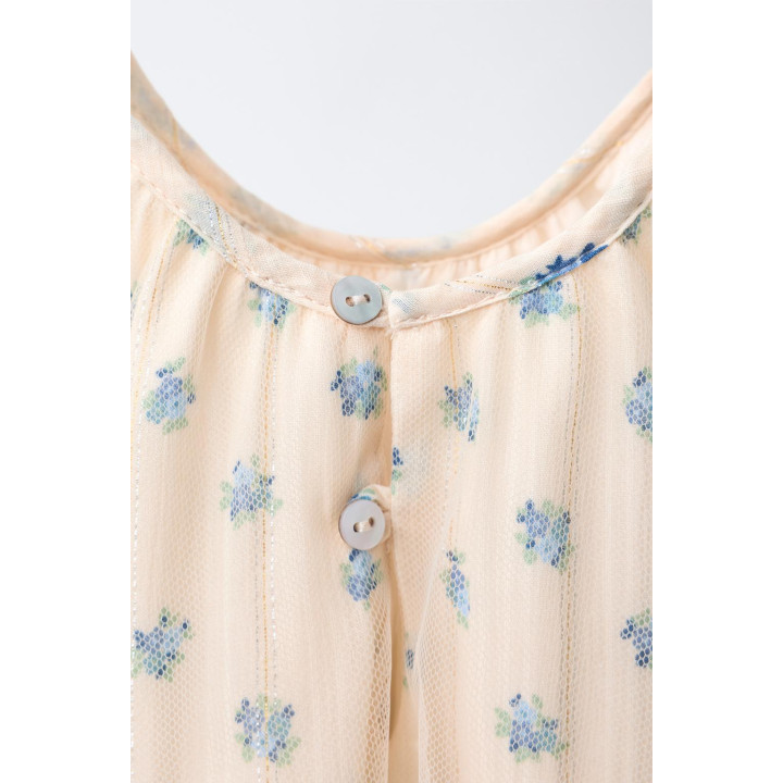 КОМБИНИРОВАННОЕ ПЛАТЬЕ ИЗ ТЮЛЯ С ЦВЕТОЧНЫМ ПРИНТОМ