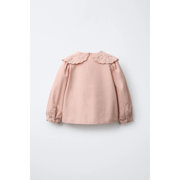 ВЕЛЬВЕТОВАЯ РУБАШКА С ОТЛОЖНЫМ ВОРОТНИКОМ И ВЫШИВКОЙ