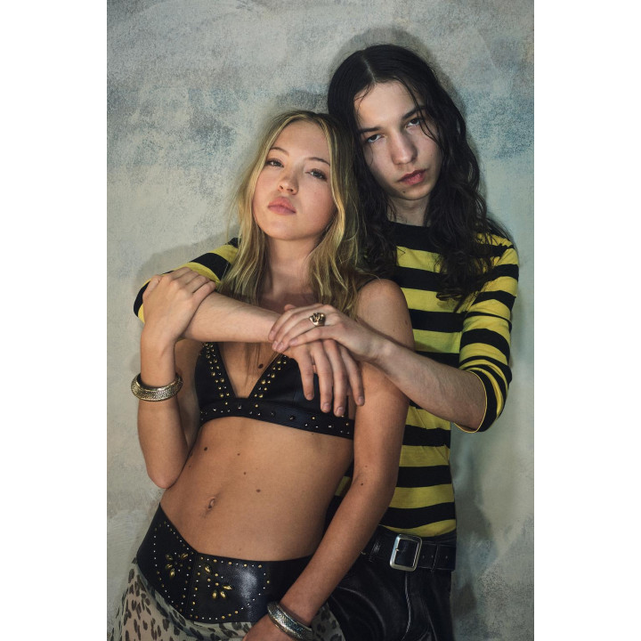 Кожанный бюстгальтер со стразами kate moss x zara