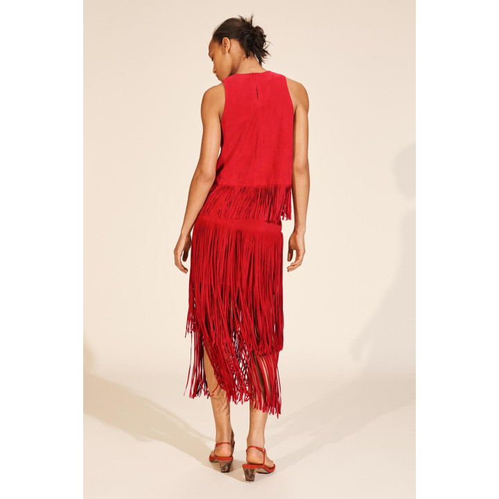 Топ из замши ограниченной коллекции с бахромой