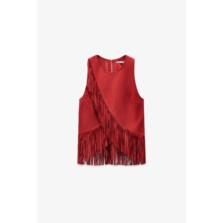 Топ из замши ограниченной коллекции с бахромой