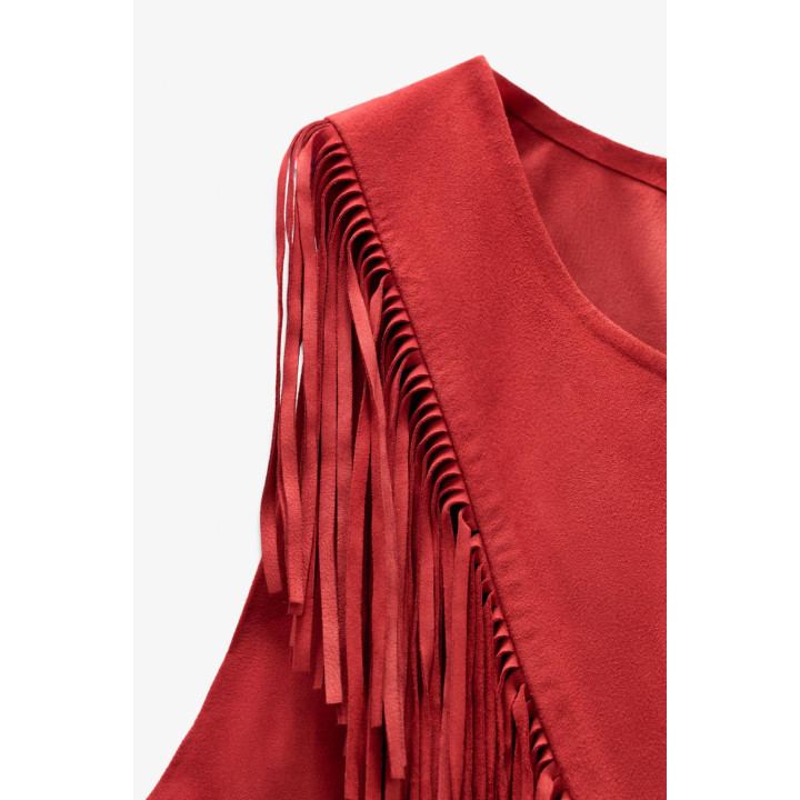 Топ из замши ограниченной коллекции с бахромой