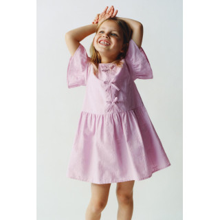 ПЛАТЬЕ ИЗ ПОПЛИНА С БАНТАМИ И ВЫШИВКОЙ