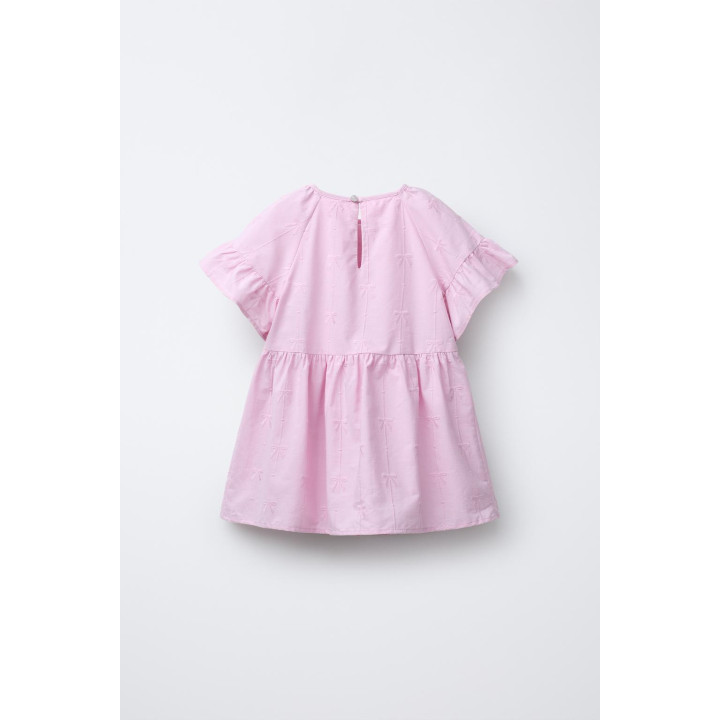 ПЛАТЬЕ ИЗ ПОПЛИНА С БАНТАМИ И ВЫШИВКОЙ