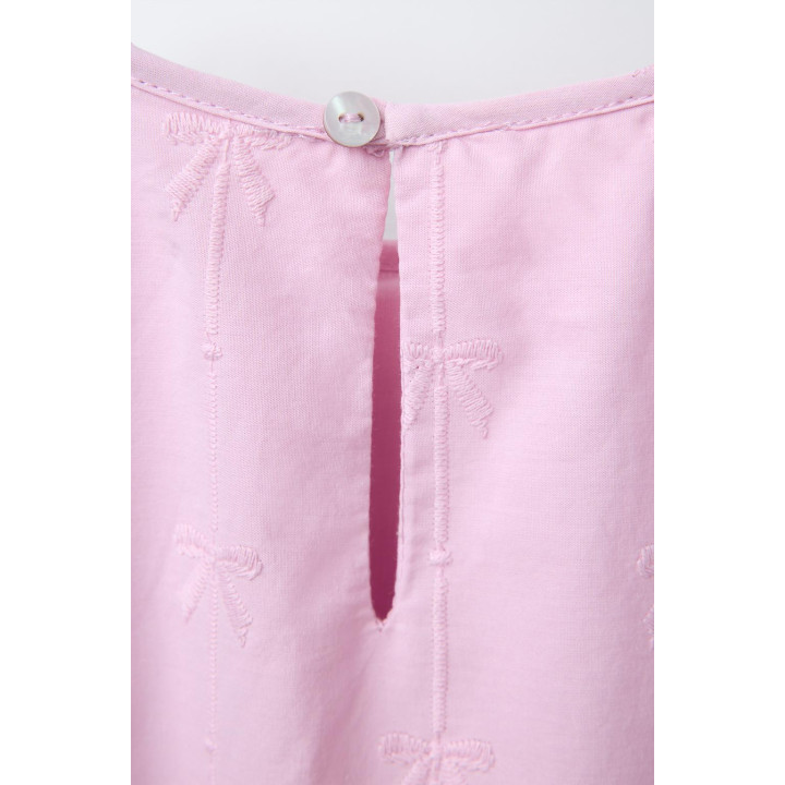 ПЛАТЬЕ ИЗ ПОПЛИНА С БАНТАМИ И ВЫШИВКОЙ