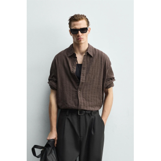 РУБАШКА ИЗ РЕЛЬЕФНОЙ ТКАНИ В КЛЕТКУ