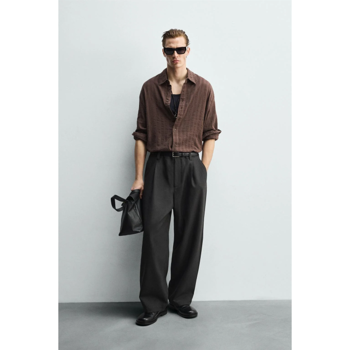 РУБАШКА ИЗ РЕЛЬЕФНОЙ ТКАНИ В КЛЕТКУ