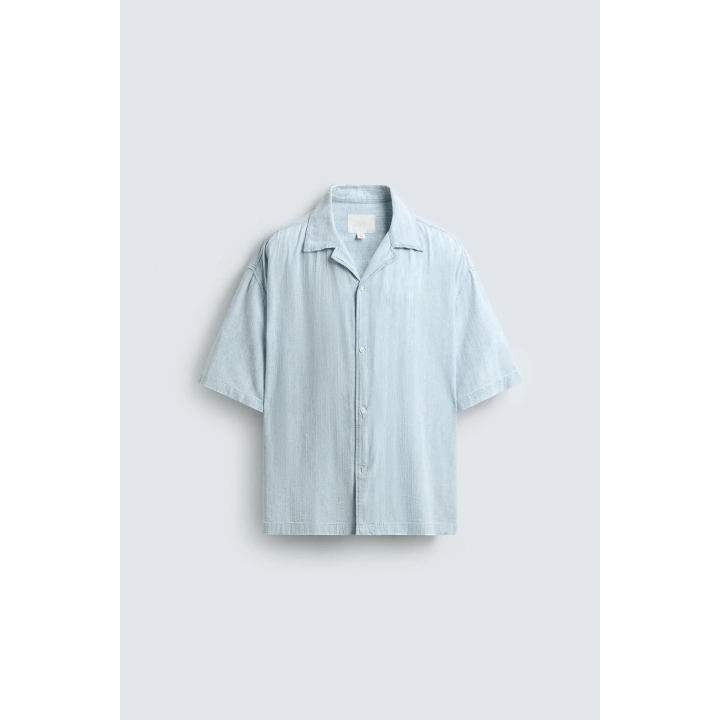 ЖАККАРДОВАЯ РУБАШКА В ПОЛОСКУ С ЭФФЕКТОМ СТИРКИ