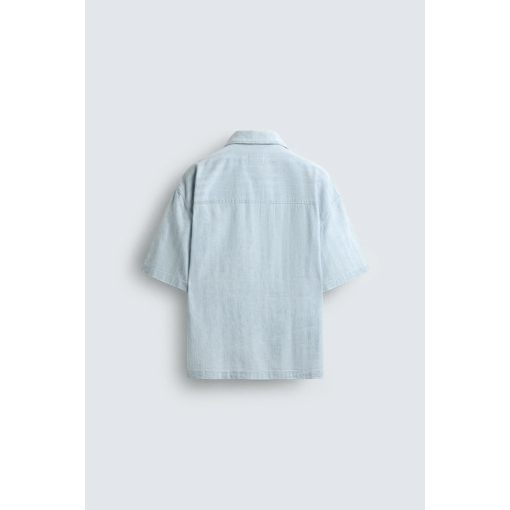 ЖАККАРДОВАЯ РУБАШКА В ПОЛОСКУ С ЭФФЕКТОМ СТИРКИ