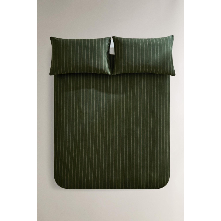 Рождественский пододеяльник из хлопка и льна в полоску