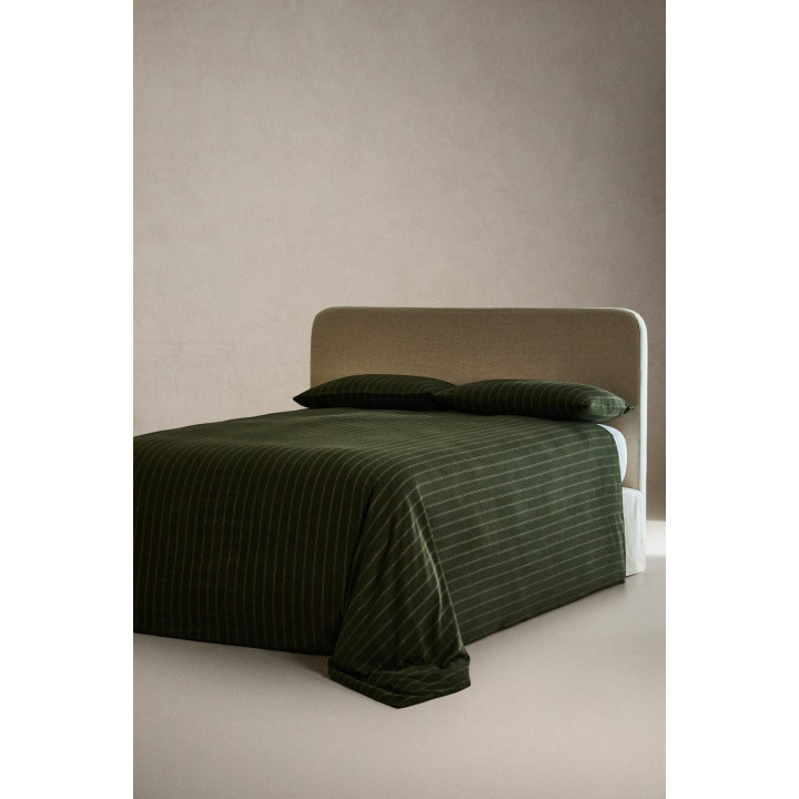 Рождественский пододеяльник из хлопка и льна в полоску