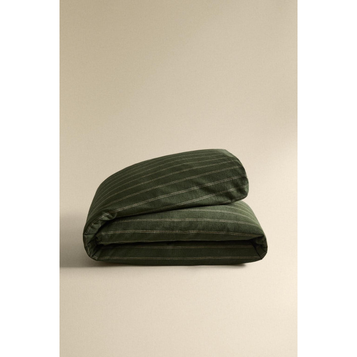 Рождественский пододеяльник из хлопка и льна в полоску