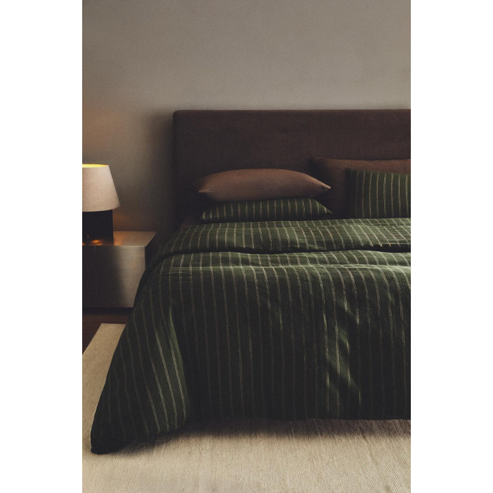 Рождественский пододеяльник из хлопка и льна в полоску