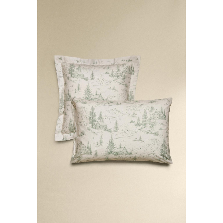 Рождественская наволочка из перкаля с рисунком toile de jouy