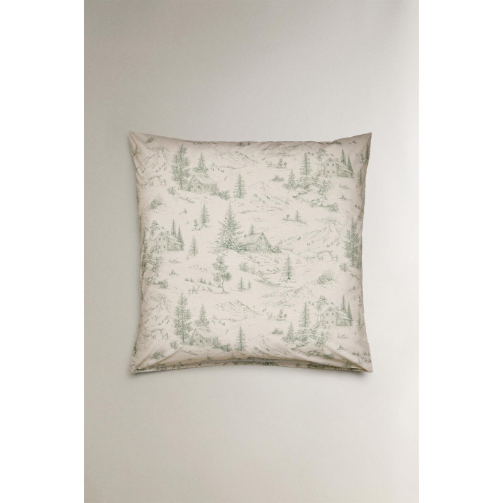 Рождественская наволочка из перкаля с рисунком toile de jouy