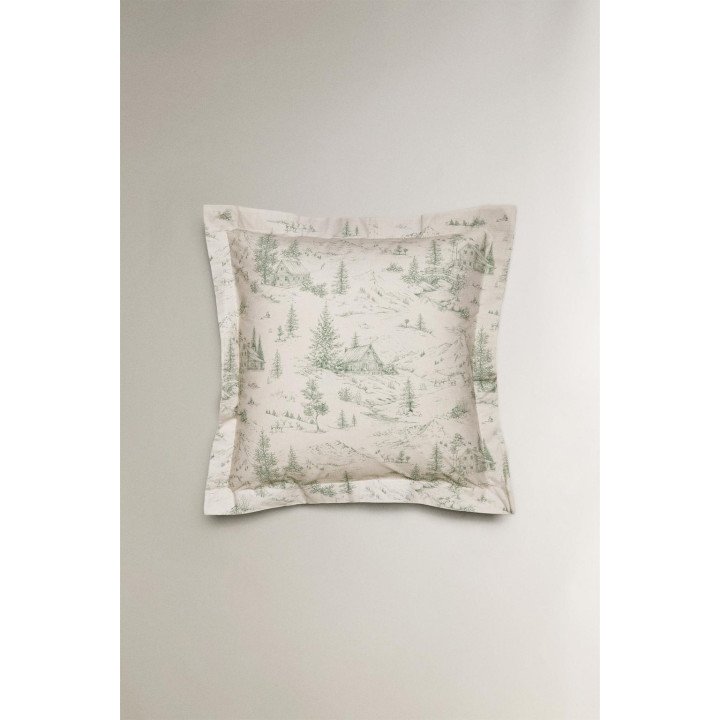 Рождественская наволочка из перкаля с рисунком toile de jouy