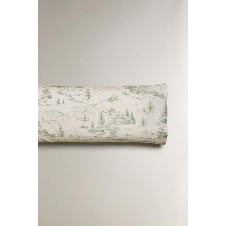 Рождественская наволочка из перкаля с рисунком toile de jouy