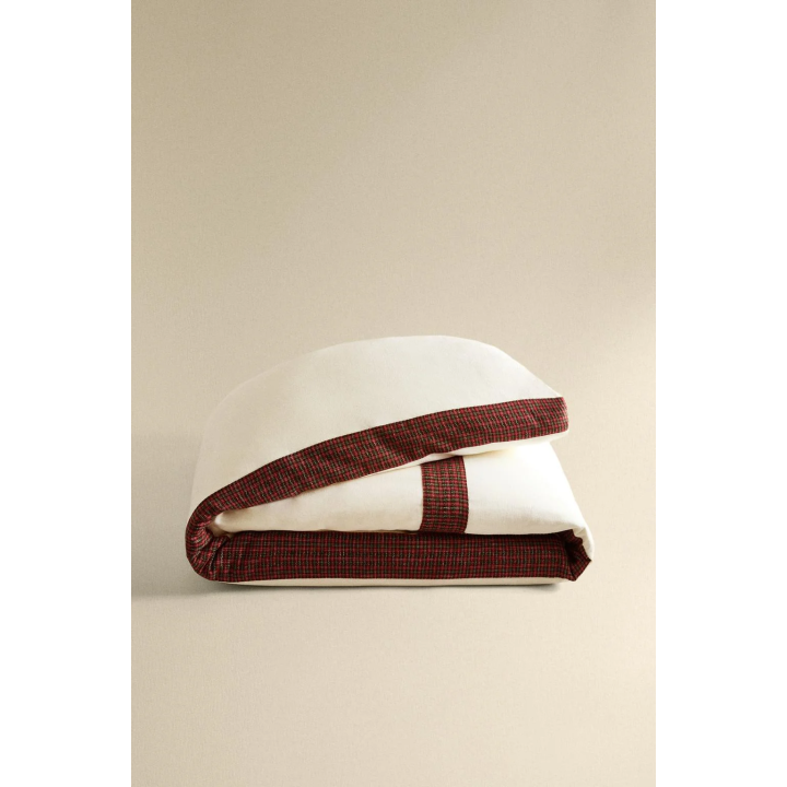 Рождественский покрывало из льна с бордюром