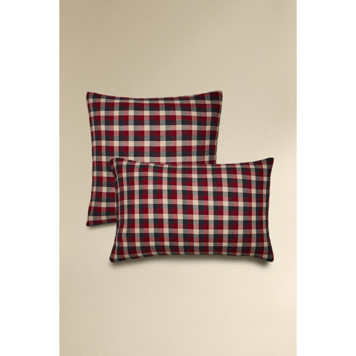 Рождественская наволочка из хлопкового фланелевого пледа в клетку