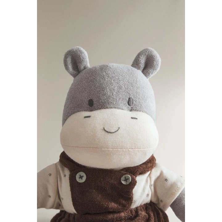 Детская музыкальная мягкая игрушка бегемот