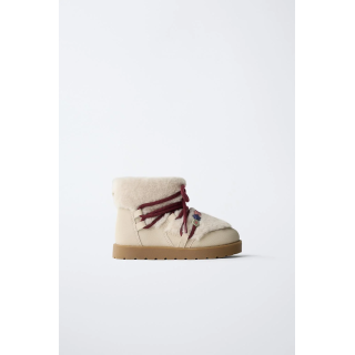 БОТИНКИ С БИСЕРОМ И ИСКУССТВЕННЫМ МЕХОМ