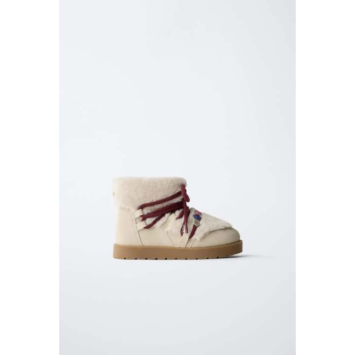 БОТИНКИ С БИСЕРОМ И ИСКУССТВЕННЫМ МЕХОМ