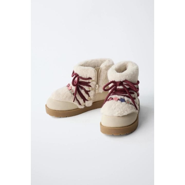 БОТИНКИ С БИСЕРОМ И ИСКУССТВЕННЫМ МЕХОМ