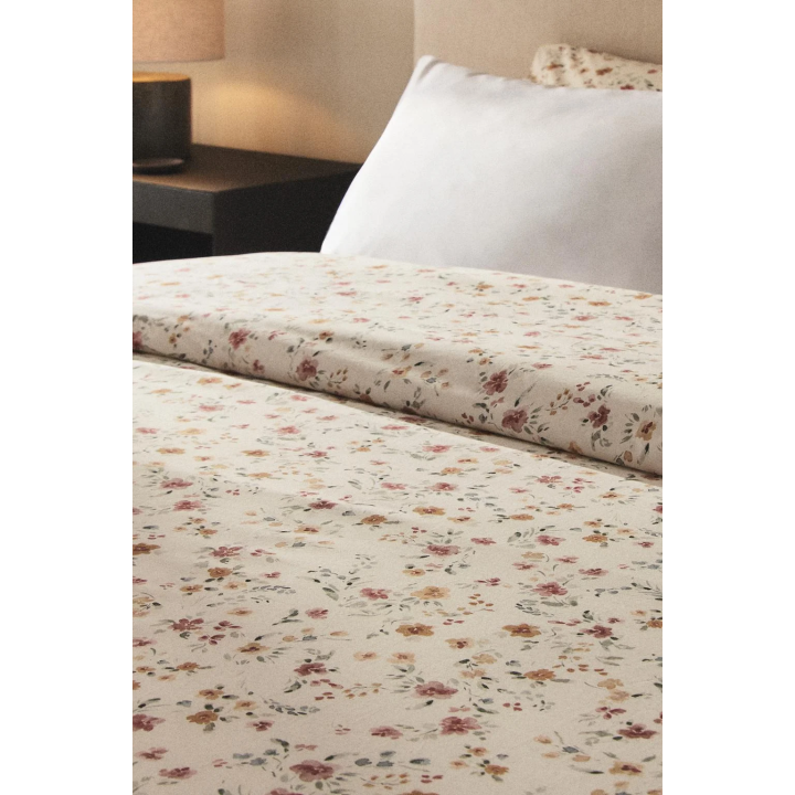 FLORAL COTTON PERCALE DUVET COVER (200 THREAD COUNT)