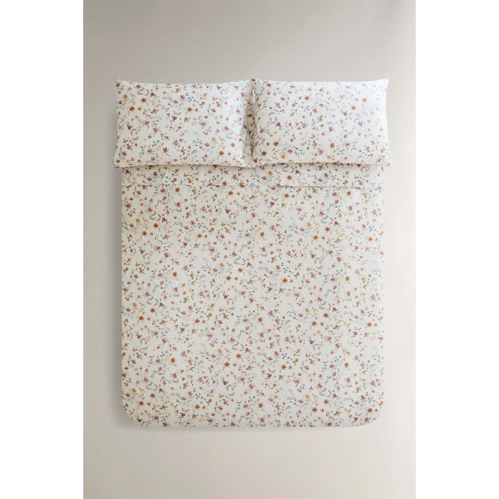 FLORAL COTTON PERCALE DUVET COVER (200 THREAD COUNT)