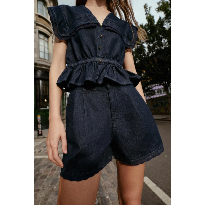 ДЖИНСОВЫЕ ШОРТЫ-БЕРМУДЫ 1975 С КРУЖЕВОМ