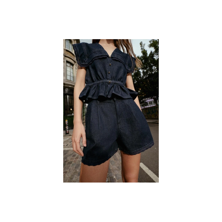 ДЖИНСОВЫЕ ШОРТЫ-БЕРМУДЫ 1975 С КРУЖЕВОМ