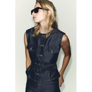 ДЖИНСОВЫЙ ЖИЛЕТ Z1975 С ПОЯСОМ