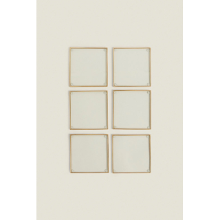 НАБОР ИЗ 6 СТЕКЛЯННЫХ ПОДСТАВОК С МЕТАЛЛИЧЕСКОЙ ОТДЕЛКОЙ