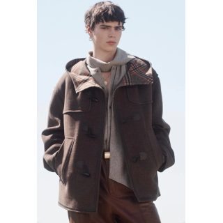 Пальто из ограниченной коллекции из шерсти с контрастной отделкой в клетку до середины икры