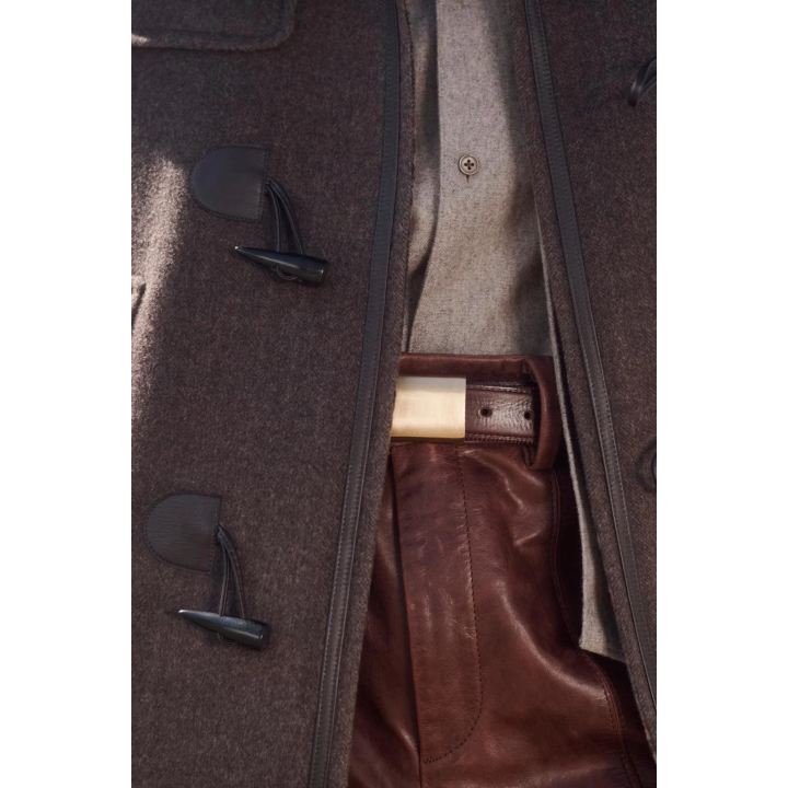 Пальто из ограниченной коллекции из шерсти с контрастной отделкой в клетку до середины икры