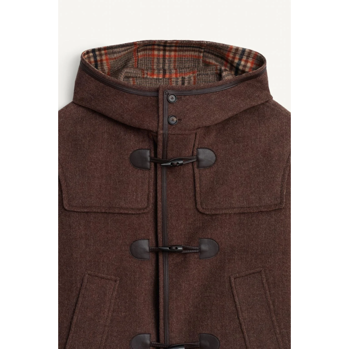 Пальто из ограниченной коллекции из шерсти с контрастной отделкой в клетку до середины икры
